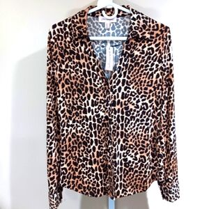 Philosophy Women's (Size M) Leopard Print  Button Down Blouse (NWT)
